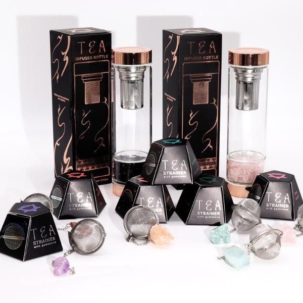 Colador de té con piedra de cuarzo roca natural