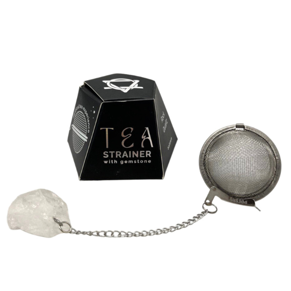Colador de té con piedra de cuarzo roca natural