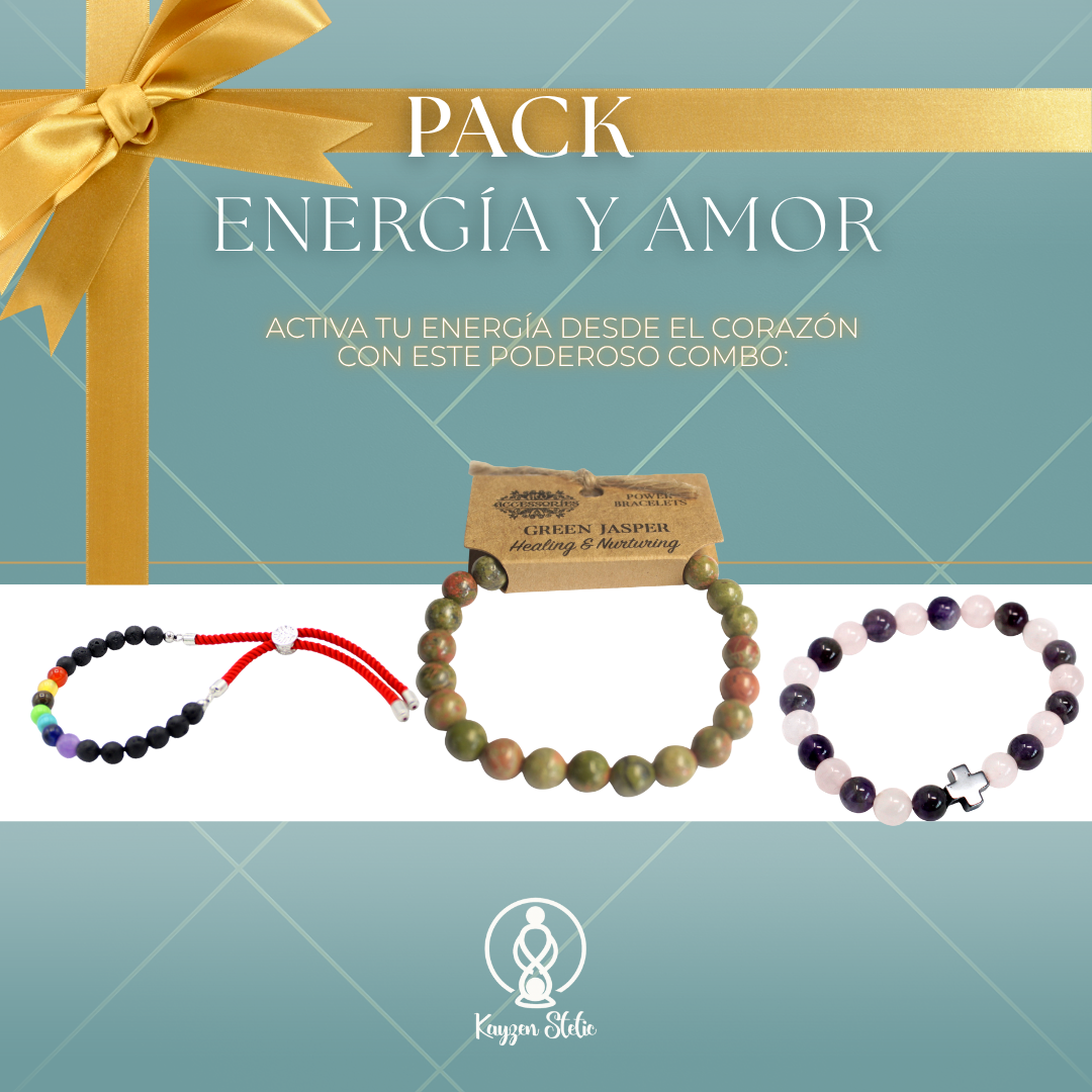 Pack Energía y amor - Pulseras con piedras para energía y amor